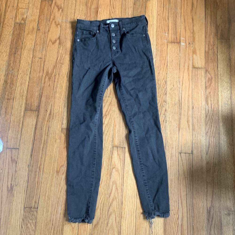 Madewell Black 9” High Rise Distressed Skinny Jeans